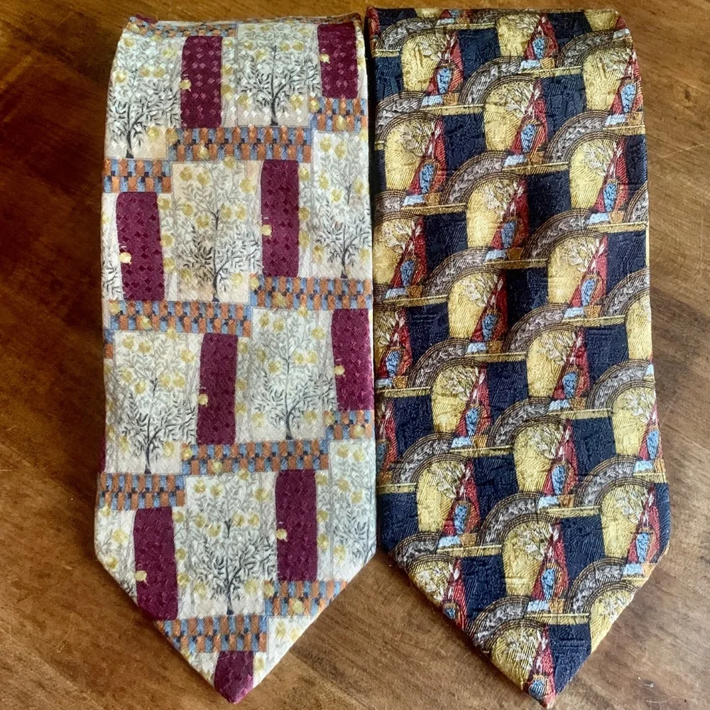 Classic Zegna Silk Ties (Set of 2) Made in Italy • Bold 4” Wide • Designer